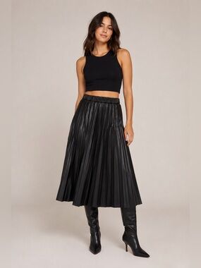 House of Harlow 1960 pleated vegan faux leather midi skirt/Size XS